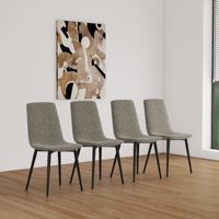 Ensemble de table à manger moderne de 55 pouces avec 4 chaises, table de cuisine en bois de couleur bois de l'âge moyen, pieds en métal, plateau en MDF, conçu pour la salle à manger à domicile
