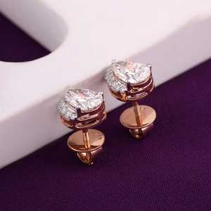 Luxury VVS1 1CT Each Pear Cut Moissanite Stud Halo Earrings Rhodium Plated With 925 Silver <b>Gift</b> <b>For</b> <b>Friend</b> <b>Birthday</b> Party - Product Image 4
