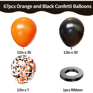Set di Palloncini con Coriandoli Arancioni e Neri da 12 Pollici, 67 Pezzi per Celebrazioni e Decorazioni Festive per Halloween - Product Image 3