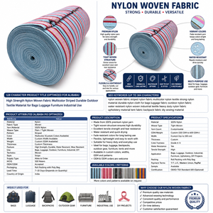 High Strength Medium <b>Weight</b> Nylon Woven Fabric Roll Durable Striped Textile Material <b>Bags</b> Luggage Outdoor Gear Upholstery - Product Image 6