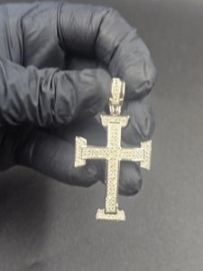 Pendentif Croix avec Incrustation de Strass, Argent 925, Moissanite, Alliage de Zinc, Charme Religieux, Cadeau Unisexe - Product Image 6