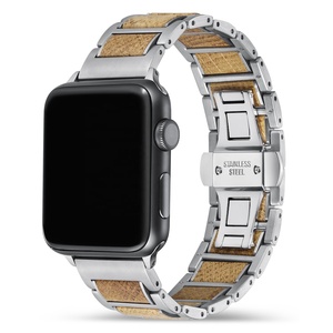 Bracelet en acier inoxydable avec grain de bois de chêne blanc de qualité pour <span class=keywords><strong>Apple</strong></span> <span class=keywords><strong>Watch</strong></span> Ultra 3 Series 11/ 10/9 /8/<span class=keywords><strong>7</strong></span>/6/SE/5/4/3 - Product Image 5