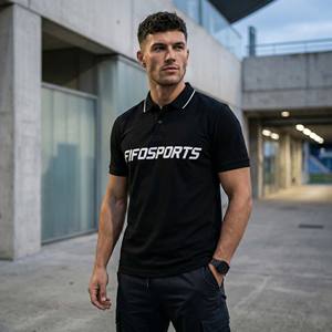 T-shirt Homme Noir Personnalisé OEM de Haute Qualité en Tissu Piqué, Style Streetwear Futuriste Décontracté, 100% Coton - Product Image 1