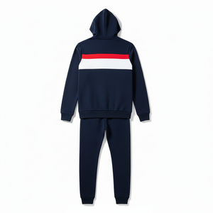 Ensemble de survêtement polaire personnalisé pour homme, à capuche zippé, color block, haute qualité, pour le jogging et l'entraînement, 2 pièces - Product Image 3