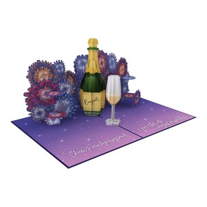 Tarjeta de felicitación emergente personalizada para celebrar cumpleaños, graduaciones, Año Nuevo impreso en Vietnam con tema de champán - Product Image 3
