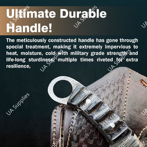 Cuchillo de acero de Damasco de espiga completa con punta de clip biselada, de alta calidad, extra afilado, con orificio para el dedo, DIY, OEM, para desollar, para camping, con agarre firme, Pakka - Product Image 4