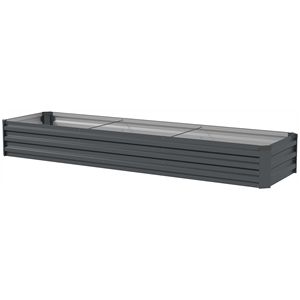 Kit per Aiuola Rialzata 8x2x1ft in Acciaio Zincato Grigio Scuro con Bordo di Sicurezza, Fioriera in Legno per Fiori, Erbe e Verdure - Product Image 1
