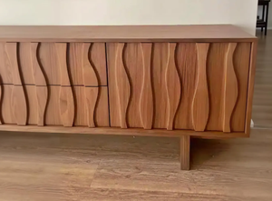 Table console d'appoint en bois massif recyclé de style moderne avec trois tiroirs pour l'ameublement de la maison, l'entrée, l'atelier ou l'appartement - Product Image 3