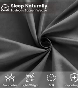 Dark Gray Satin <b>Bedding</b> <b>Set</b> with Matching Pillowcases for Modern Bedroom Decor - Product Image 3
