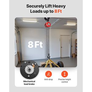1 Ton 2200 Lbs Capacity Manual Chain <b>Hoist</b> G70 Galvanized Heavy Duty Chain Block 8 ft Lifting Height Manual Chain Block Upgrade - Product Image 3
