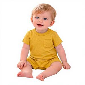 Mameluco de Bebé Unisex 100% Algodón Personalizable, Manga Corta, Suave, Transpirable, Antiarrugas, Hasta la Rodilla, para Uso Diario de Recién Nacidos - Product Image 1