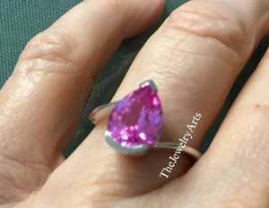 <b>Alexandrite</b> Wedding <b>Rings</b> Solid Silver Vintage Tear Drop Shaped Pear Cut June Birthstone Color Changing Party Gift <b>Ring</b> for Her - Product Image 1