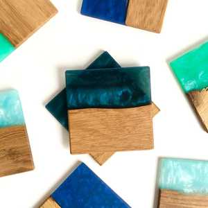 Rustic Acacia Wood Resin <b>Coaster</b> Set Eco-Friendly Handmade <b>Drink</b> <b>Coasters</b> for Housewarming & Wedding Gifts - Product Image 1