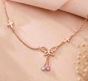 Chevillère Papillon en Argent Sterling 925 Plaqué Or Rose avec Breloque en Cristal CZ pour Femme, Bijou de Pied Ajustable et Tendance - Product Image 6