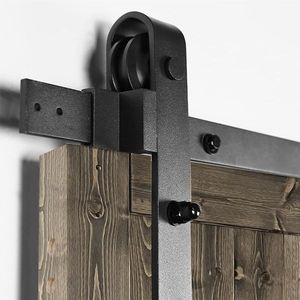 36 In. X 84 In. Solid Spruce Wood Sliding Barn Door Hardware Kit 6.6FT Gray Spray Paint with Handle K Frame 84 In. X 36 In. - Product Image 4
