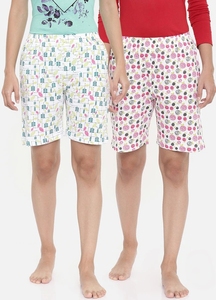 Women's Printed Dot Pattern Cotton Knitted Shorts <b>Elastic</b> Waist Regular Fit Casual Breathable Mid Rise - Product Image 5