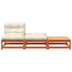 Divano da giardino modulare medio in legno di pino massiccio color marrone cerato - Product Image 5