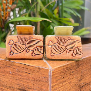 Custom Logo Desert Bloom Design <b>Tooled</b> <b>Engraved</b> Leather Mini Hair Clip for Women Personalized Strong Hold Luxury Hair Accessory - Product Image 4