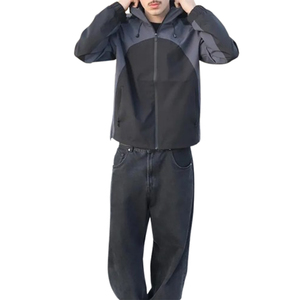 OEM Street Fashion Style Gym Tracksuit Custom Label Windbreaker <b>Workout</b> Training 2 Piece Set Loose Fit Athletic <b>Jacket</b> & Trouser - Product Image 5