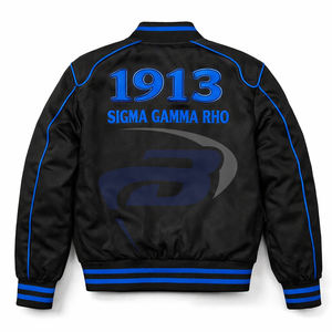 Chaqueta de la Hermandad Delta Sigma Theta, Chaqueta de Carreras para Motociclistas, Negra y Azul Rey, Chaqueta DST - Product Image 2