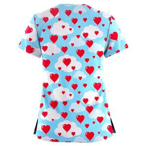 Wholesale Printed Medical Uniforms Polyester Spandex Breathable Scrub Tops Custom Logo Sublimation Print <b>Nursing</b> Apparel - Product Image 3