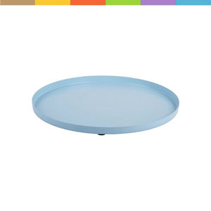 Bandeja Redonda de Hierro Galvanizado, Color Azul Mate, Platos Decorativos, Vajilla de Lujo, Bandejas Metálicas para Servir Alimentos en Hoteles y Restaurantes - Product Image 4
