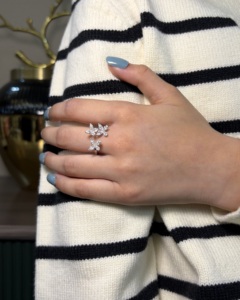 Premium Classic <b>Open</b> Butterfly <b>Ring</b> In Pear And Marquise Cut Lab Grown Diamond 14K Gold Wholesale OEM Fine Jewelry Supplier - Product Image 3