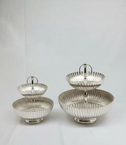 Luxury 2 Tier Silver <b>Cake</b> <b>Stand</b> <b>Set</b> Metal Dessert Serving Tray Wedding Party Display - Product Image 1