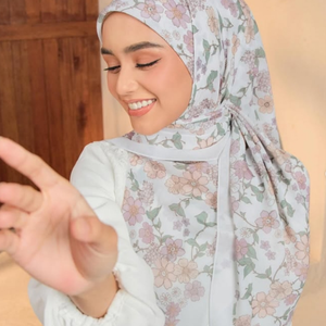 Custom Printed Cotton Voile Bawal <b>Hijab</b>, Wholesale <b>Square</b> Tudung Scarf, Malaysian Indonesian Muslim Women’s Veil Shawl - Product Image 5