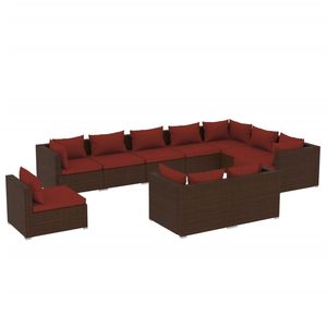 Conjunto de Muebles de Jardín de Ratán PE Marrón con Acero con Recubrimiento en Polvo para Espacios Exteriores - Product Image 2