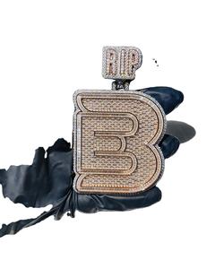 Hip Hop de lujo Moissanite diamante colgante collar personalizado Iced Out plata VVS chapado en oro encantos de moda - Product Image 1