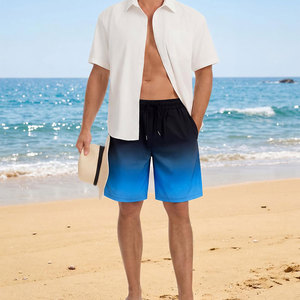 High Quality 100% Polyester Men's Sublimated Breathable Canvas Shorts with Drawstring Closure Customizable Design - Product Image 3