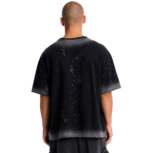 Camiseta Oversize de Lujo con Pedrería y Efecto Lavado, Estampado de Logotipo Personalizado, Hombro Caído, Estilo Urbano, Camisetas de Hombre de Moda, Suministro OEM - Product Image 3