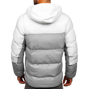 Blouson d'hiver matelassé à capuche pour homme, coupe-vent en polyester avec blocs de couleur, fermeture éclair, style décontracté, rembourrage épais 2027 - Product Image 2