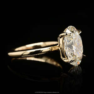 Bague Solitaire Ovale en Or 14K de Laboratoire, Griffe d'Aigle, Vente en Gros Directe Usine de Bijoux, pour Fiançailles et Anniversaire - Product Image 4