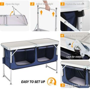 4 Ft Outdoor <b>Folding</b> Camping <b>Table</b> with Storage Feature - Product Image 2