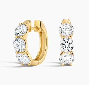 Boucles d'oreilles créoles, boucles d'oreilles en diamant, boucles d'oreilles en or et en argent, boucles d'oreilles en diamants de laboratoire, créoles, bijoux fins pour femmes - Product Image 1