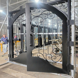 Puertas Pivotantes Modernas de Hierro Forjado: Puertas de Entrada de Seguridad de Lujo Hechas a Mano para Hogares Elegantes con Durabilidad Duradera - Product Image 1