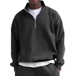 Sweat-shirts polaires pour hommes à demi-zip, multicolores, coupe oversize, col montant, fermeture éclair quart de tour, vente en gros OEM - Product Image 3