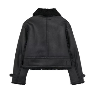 Chaqueta de Motero de Cuero Negra con Forro de Piel Sintética, Manga Larga, Resistente al Viento, para Invierno, Estilo Unisex para Adultos - Product Image 2