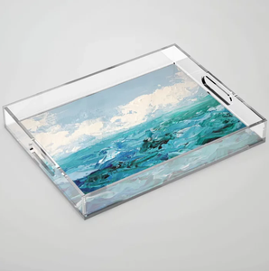 Luxury River Artistic Printed Acrylic Serving Storage Tray For <b>Coffee</b> Snacks Breakfast Modern Organizer Platter For <b>Coffee</b> <b>table</b> - Product Image 1