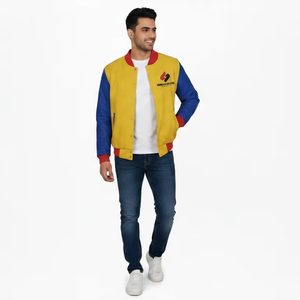 <b>Men</b> <b>Varsity</b> <b>Jacket</b> Casual Button Up Cotton Color Block Lightweight Fashion <b>Bomber</b> <b>Jacket</b> Custom Logo Wholesale - Product Image 1