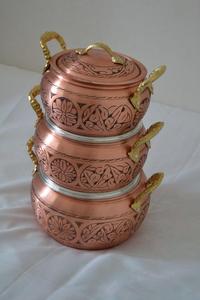 Olla de Cobre Martillado con Tapa y Asa de Latón, Utensilio de Cocina, Cacerola de Cobre India para Servir en la Cocina o el Comedor - Product Image 3