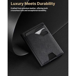 Portacarte e Fermasoldi da Uomo in Vera Pelle Premium con Blocco RFID, Sottile, da Tasca Frontale, Capacità 15 Carte, Finestra ID Inclusa - Product Image 2