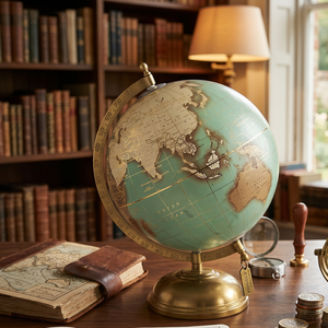 IMPERIAL BRASS STORE Globe de bureau moderne vintage écologique durable à thème nautique avec support métallique et base en marbre, décoration éducative - Product Image 6