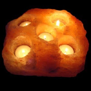 Portavelas de sal rosa del Himalaya natural con dos orificios, 100% orgánico, tallado a mano, para decoración del hogar y bodas. - Product Image 5