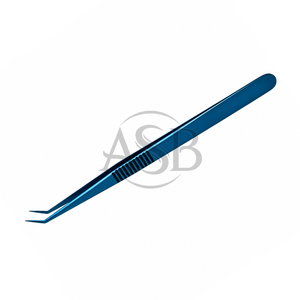 Pince à épiler pour extensions de cils en acier inoxydable bleu, manche long, isolation, impression de logo personnalisée, applicateur pour extensions de cils - Product Image 3
