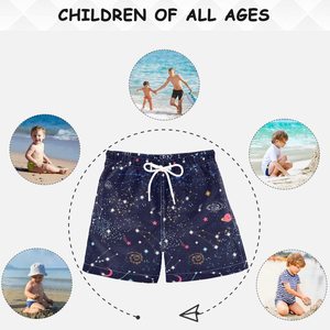 Pantalones cortos con estampado espacial azul para hombre, con constelaciones y planetas, de secado rápido, con cordón, ropa de baño informal - Product Image 5