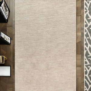 Tapis Eco Breeze 100% en laine biologique fabriqué à la main en Inde beige avec une texture luxueuse pour un usage domestique Tapis beige fait à la main en Inde - Product Image 1