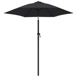 Parasol de jardin moyen en aluminium noir et gris foncé et polyester, avec base - Product Image 2